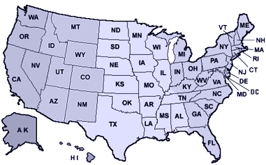 clickable map of the United States